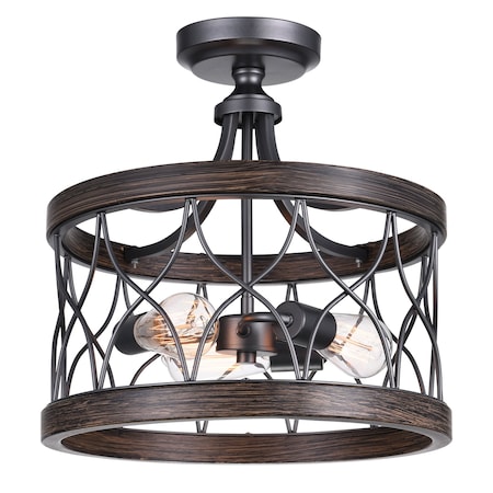 Cwi Lighting Amazon 3 Light Cage Semi Flush Mount With Gun Metal Finish 9966C16-3-242